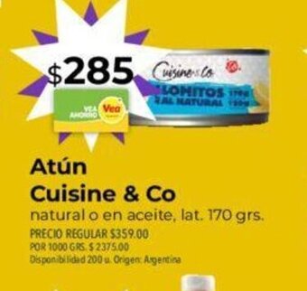 Supermercados Vea Atún Cuisine & Co oferta