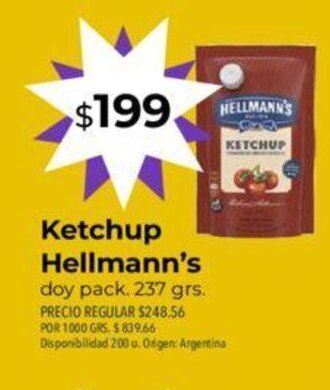 Supermercados Vea Ketchup Hellmann's oferta