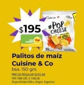 Supermercados Vea Palitos de Maíz Cuisine & Co oferta