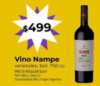Supermercados Vea Vino Nampe oferta