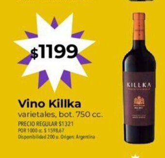 Supermercados Vea Vino Killka oferta