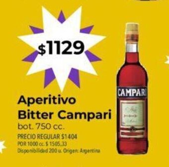 Supermercados Vea Aperitivo Bitter Campari oferta