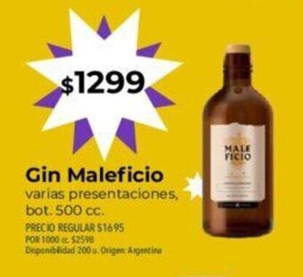 Supermercados Vea Gin Maleficio oferta