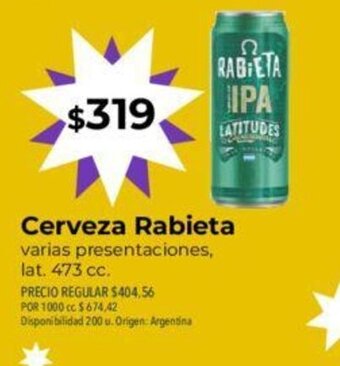 Supermercados Vea Cerveza Rabieta oferta