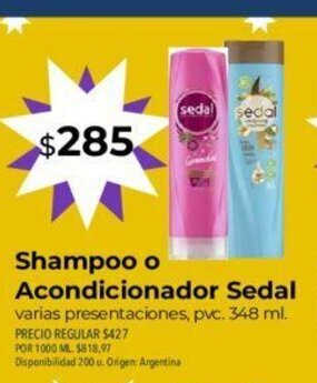 Supermercados Vea Shampoo o Acondicionador Sedal oferta