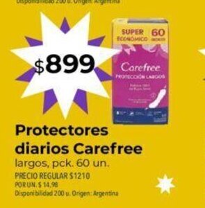 Supermercados Vea Protectores Diarios Carefree oferta
