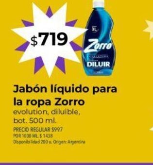 Supermercados Vea Jabón Líquido Para La Ropa Zorro oferta