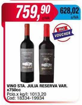 Maxiconsumo Vino sta. julia reserva var. oferta