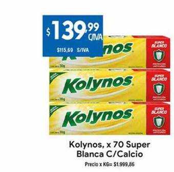 Medamax Kolynos, x 70 super blanca c-calcio oferta