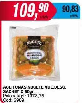 Maxiconsumo Aceitunas nucete vde. desc. sachet oferta