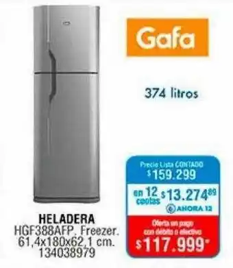 Perozzi Gafa heladera hgf388afp freezer oferta