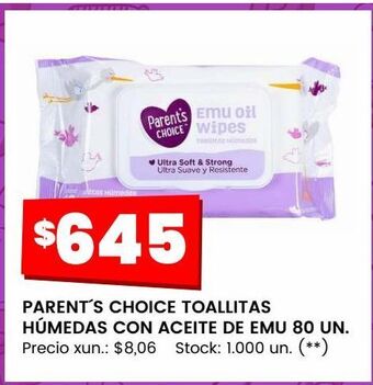 Changomas Parent´s choice toallitas húmedas con aceite de emu 80 un oferta