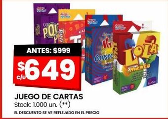 Changomas Juego de cartas oferta