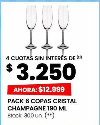 Changomas Pack 6 copas cristal champagne 190 ml oferta