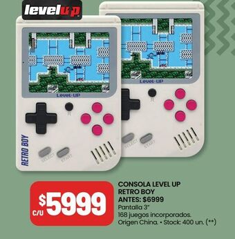 Changomas Consola level up retro boy oferta