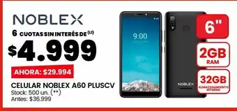 Changomas Celular noblex a60 pluscv oferta