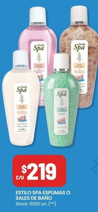 Changomas Estilo spa espumas o sales de baño oferta
