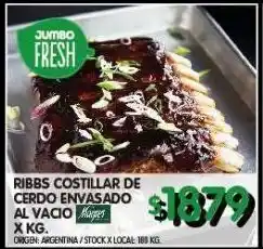 Jumbo Ribbs costillar de cerdo envasado al vacio kg oferta
