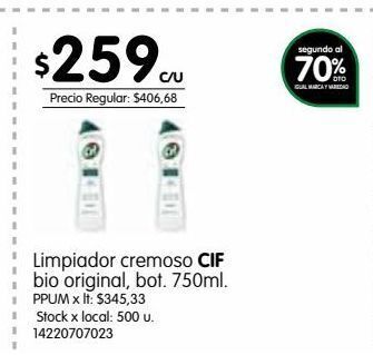 Jumbo Limpiador cremoso cif 750ml oferta