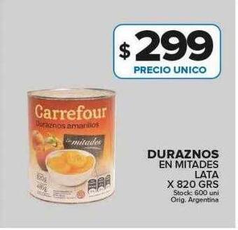 Carrefour Maxi Duraznos en mitades lata oferta