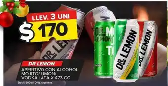 Carrefour Maxi Dr lemon aperitivo con alcohol mojito-limon-vodka lata x 473 cc oferta