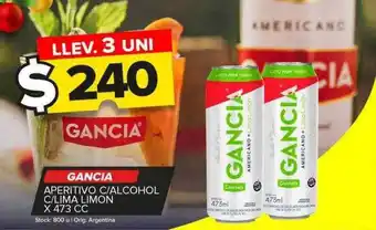 Carrefour Maxi Gancia aperitivo c-alcohol c-lima limon x 473 cc oferta