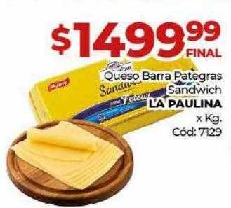 Diarco Queso barra pategras sandwich la paulina oferta