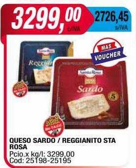 Maxiconsumo Queso sardo reggianito sta rosa oferta