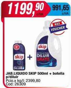 Maxiconsumo Jab. liquido skip + botella p diluir oferta