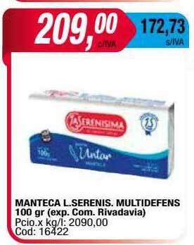 Maxiconsumo Manteca l. serenis. multidefens oferta