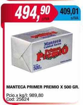 Maxiconsumo Manteca primer premio oferta