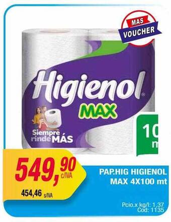 Maxiconsumo Pap. hig higienol max oferta