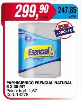 Maxiconsumo Pap. higienico esencial natural oferta