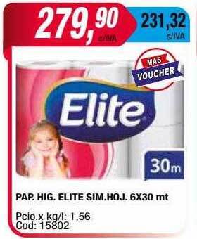 Maxiconsumo Pap. hig. elite sim. hoj. oferta