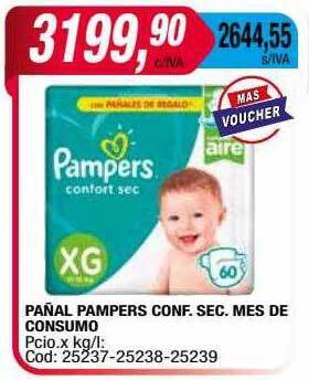 Maxiconsumo Pañal pampers conf. sec. mes de consumo oferta