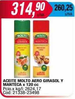 Maxiconsumo Aceite molto aero girasol y manteca oferta