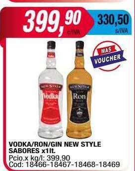 Maxiconsumo Vodka ron gin new style sabores oferta