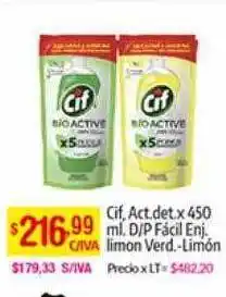 Cif, act.det.x450ml.d-p fácil enj. limon verde-limón