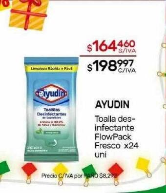 Nini Mayorista Ayudin toalla desinfectante flowpack fresco oferta