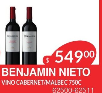 Masivos Benjamin Nieto Vino Cabernet/Malbec 750c oferta