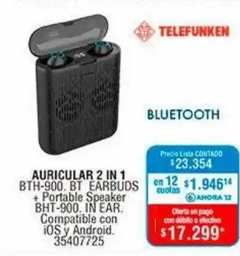 Telefunken auricular 2 in 1 bluetooth