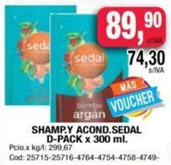Maxiconsumo Sedal Shamp.y Acond. D-pack x 300 ml. oferta