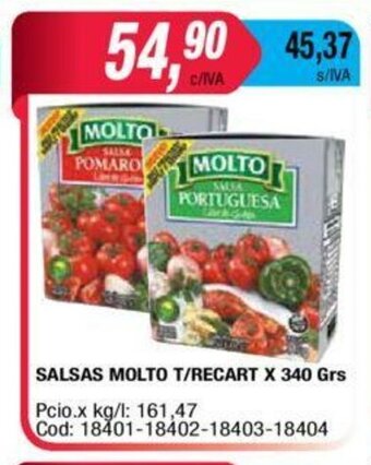 Maxiconsumo Molto Salsas T/Recart x 340 Grs oferta