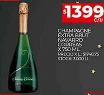 Supermercados DIA Champagne Extra Brut Navarro Correas x 750ml oferta