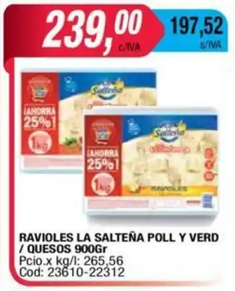 Maxiconsumo Ravioles La Salteña Poll Y Verd / Quesos 900Gr oferta