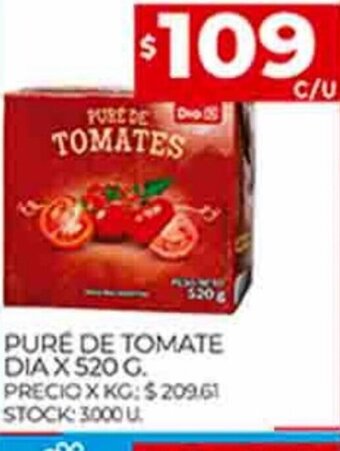 Supermercados DIA Puré de Tomate Dia x 520g oferta