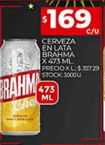Supermercados DIA Cerveza En Lata Brahma x 473ml oferta