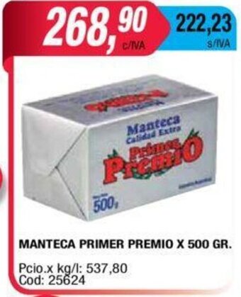 Maxiconsumo Manteca Primer Premio x 500 GR. oferta