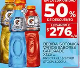 Supermercados DIA Bebida Isotónica Varios Sabores Gatorade x 1.25l oferta