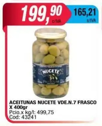 Maxiconsumo Nucete Aceitunas VDE.N.7 Frasco x 400gr oferta